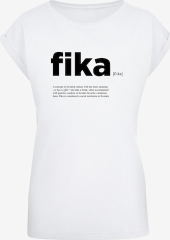 Mister Tee Shirt 'Fika Definition' in Weiß: predná strana