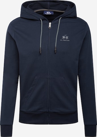 La Martina Zip-Up Hoodie in Blue: front