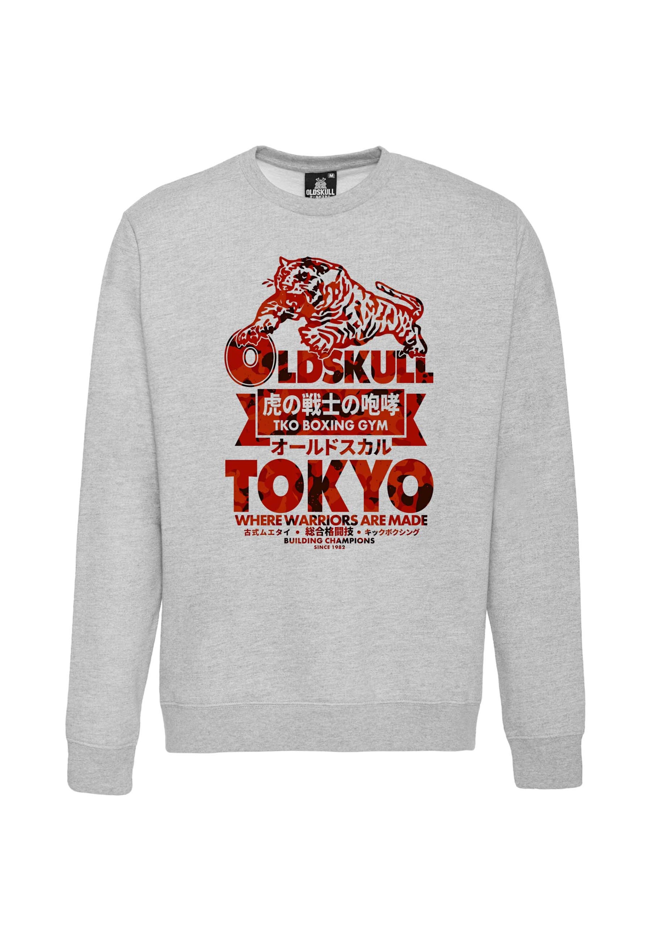 Oldskull Sweatshirt 'ASIAN TOKYO TIGER' in Grau: Vorderseite