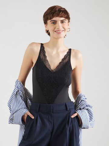 PIECES Shirt bodysuit in Black: front
