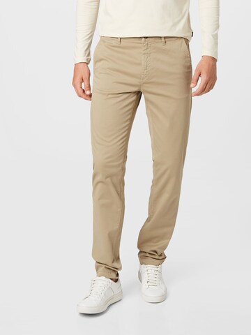 BOSS Orange Slim fit Chino trousers 'Taber' in Brown: front