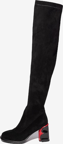 CESARE GASPARI Over the Knee Boots in Black: front