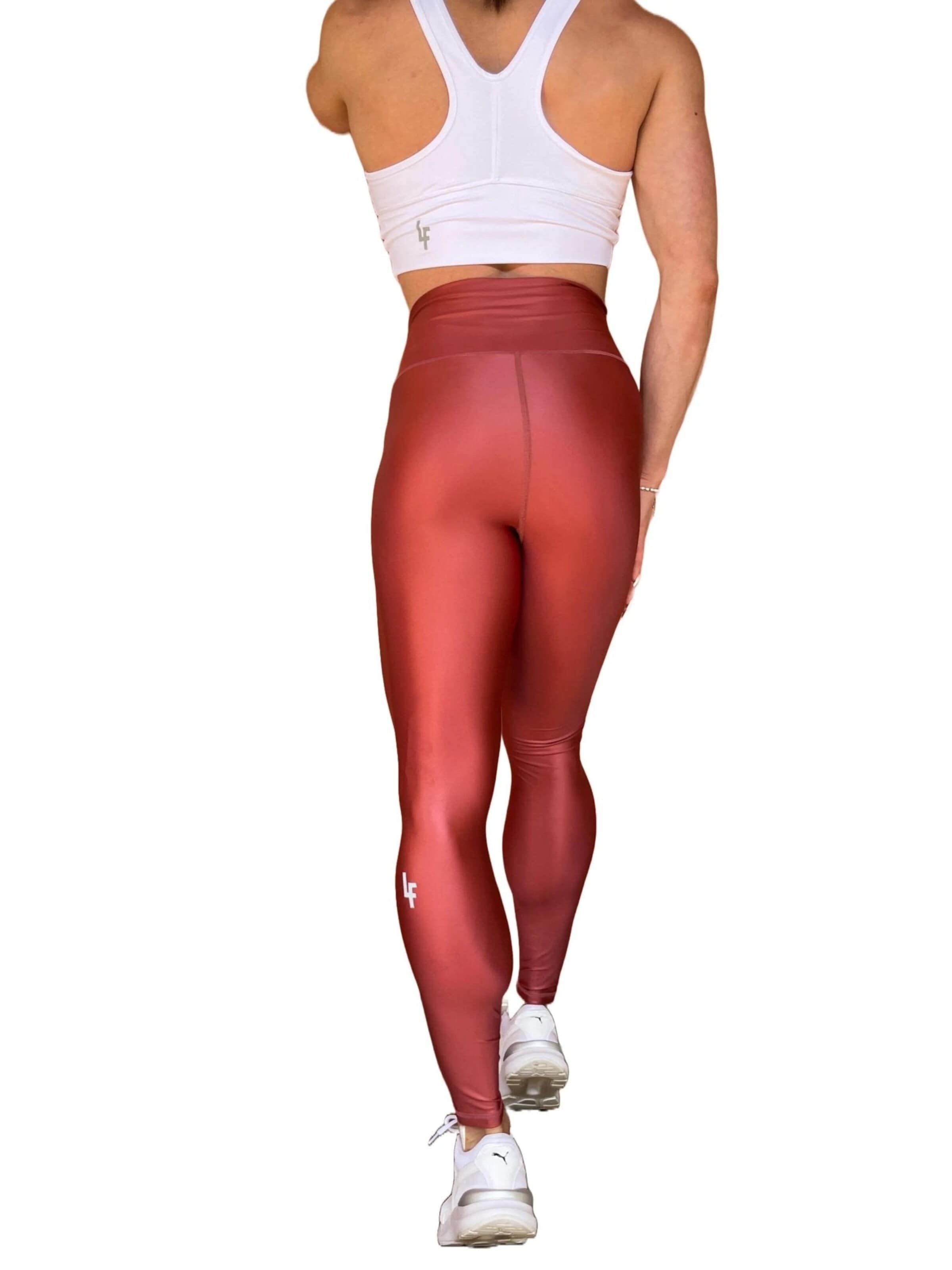 LUXFEEL Skinny Leggings 'High-Waist Pearl Shine Leggings' in Brown