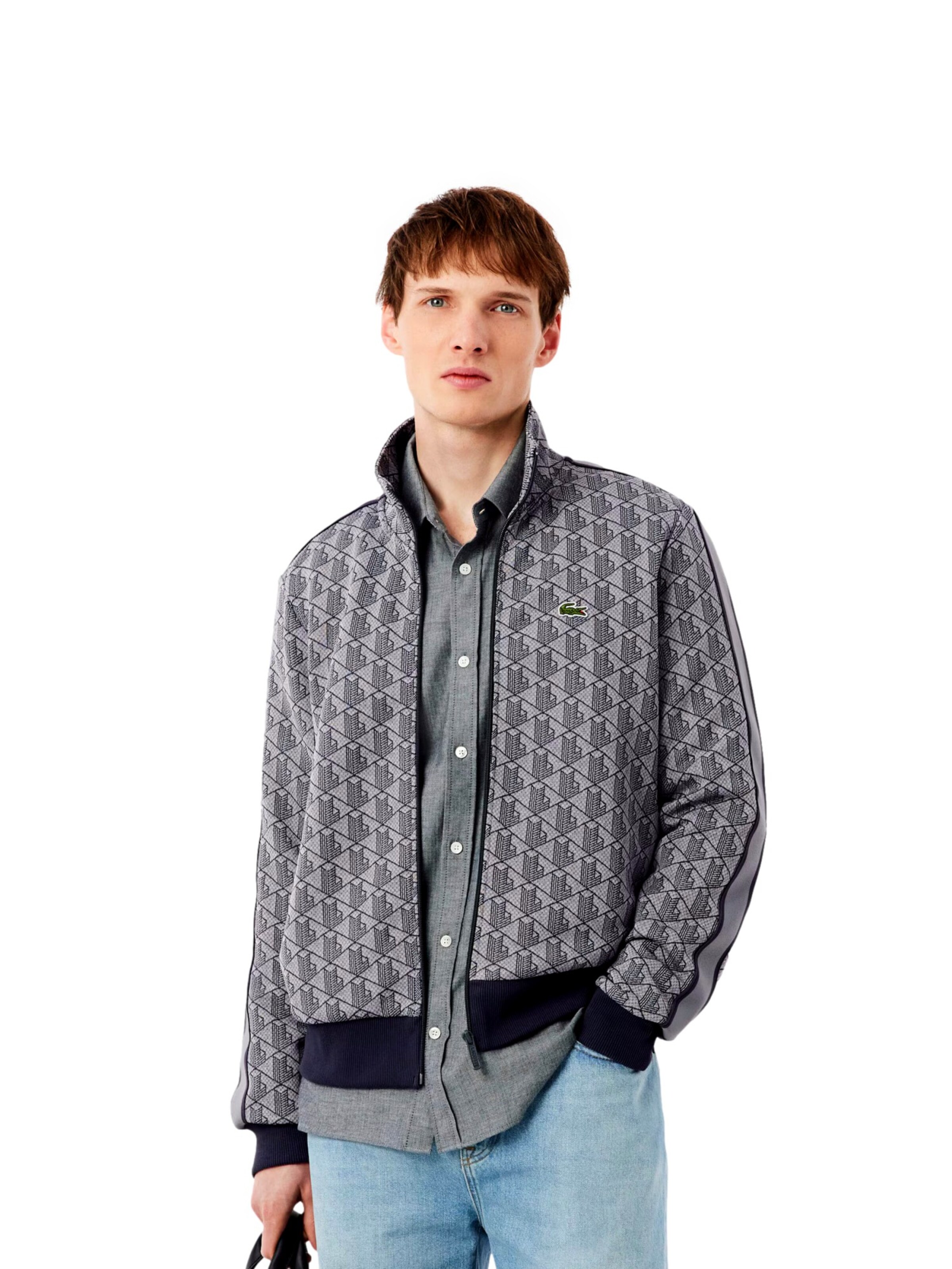 LACOSTE Sweatvest in Grijs: voorkant