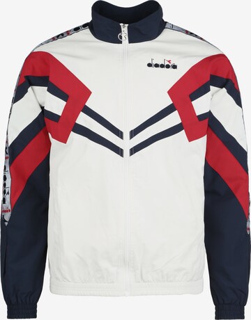 Diadora Athletic Zip-Up Hoodie in White: front