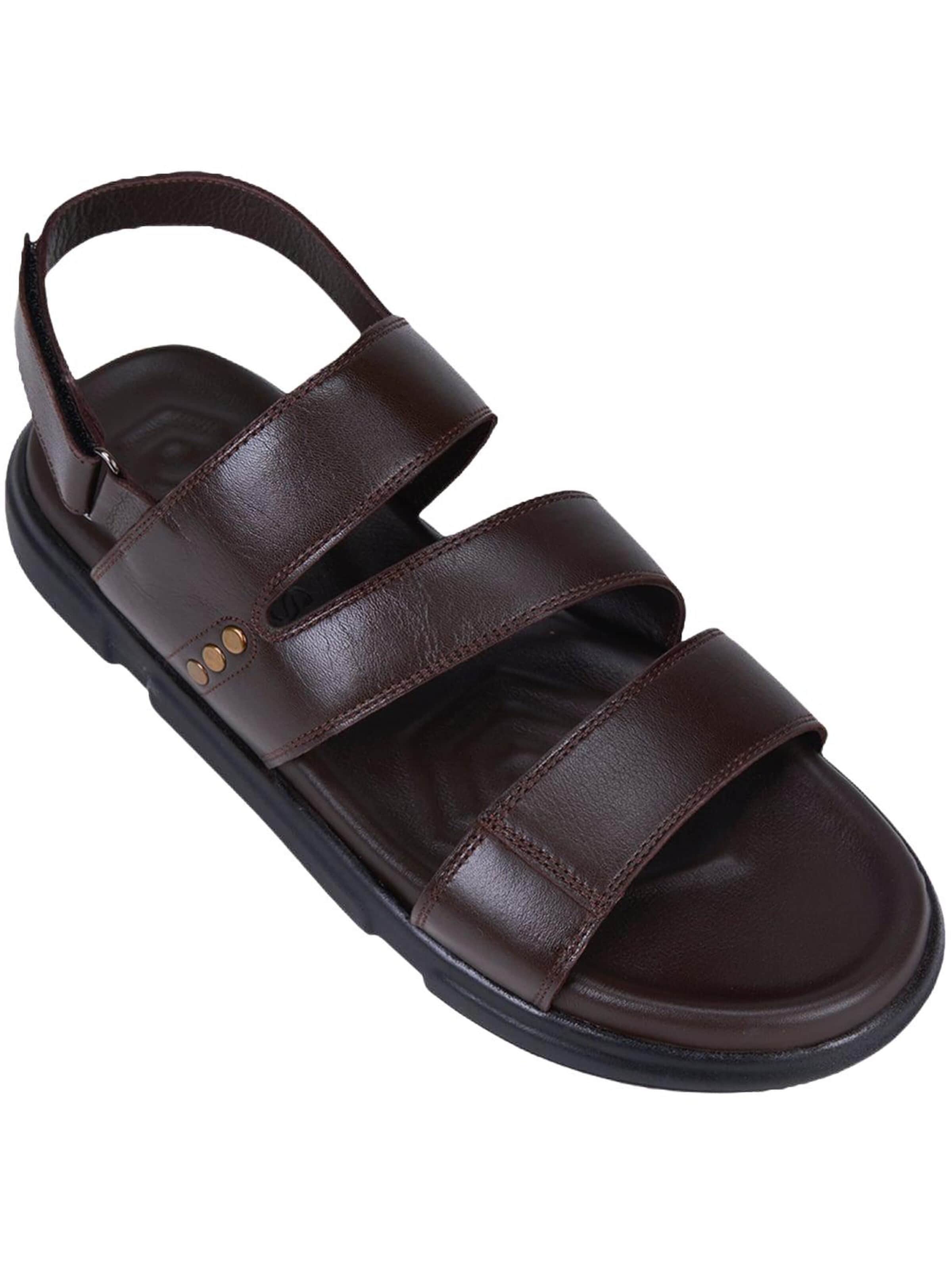 Desa - Sandalias 'DESA Herren-Ledersandalen mit Nietenbesatz' en marrón: frente
