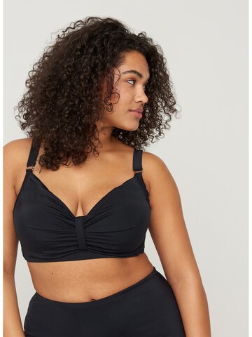 Swim by Zizzi - Regular Top de biquíni em preto: frente