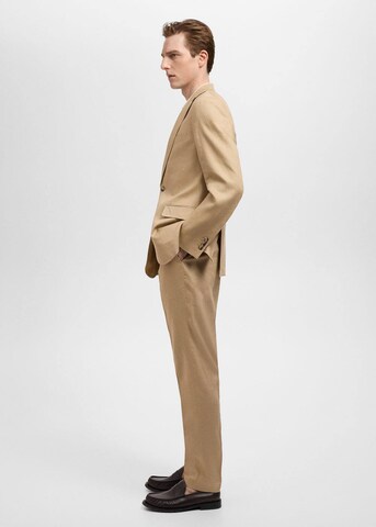 MANGO MAN Slim fit Pleated Pants 'Amalfi' in Beige
