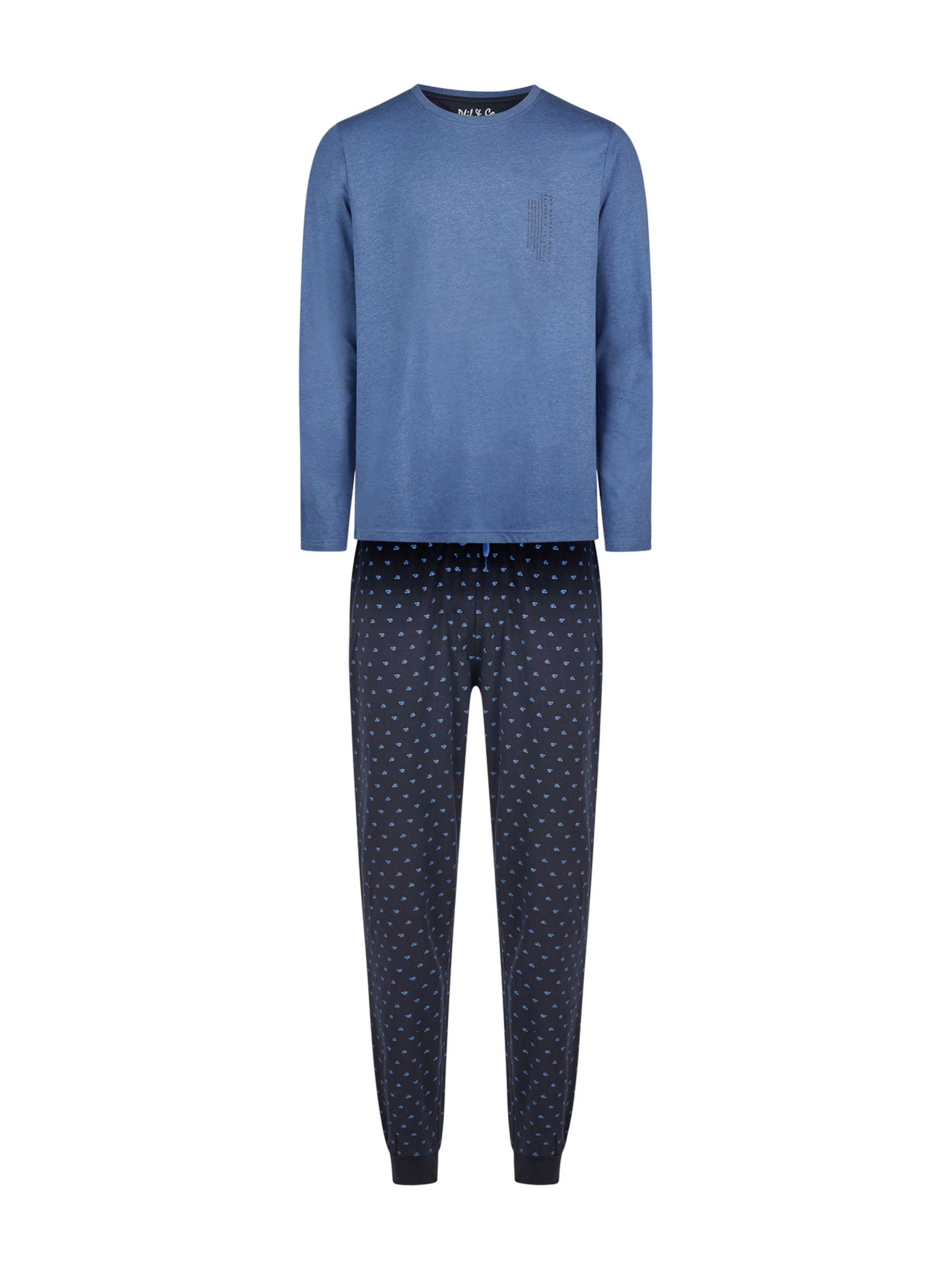 Phil & Co. Berlin Pajamas long ' Cozy Classic ' in Blue: front