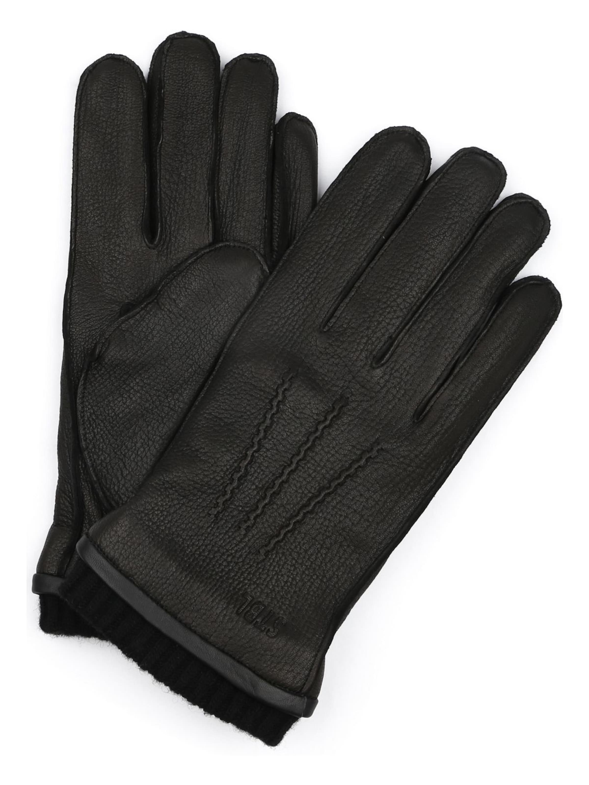 Suitable Full Finger Gloves in Black: front