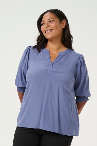 KAFFE CURVE Blouse 'Veri' in Blauw: voorkant