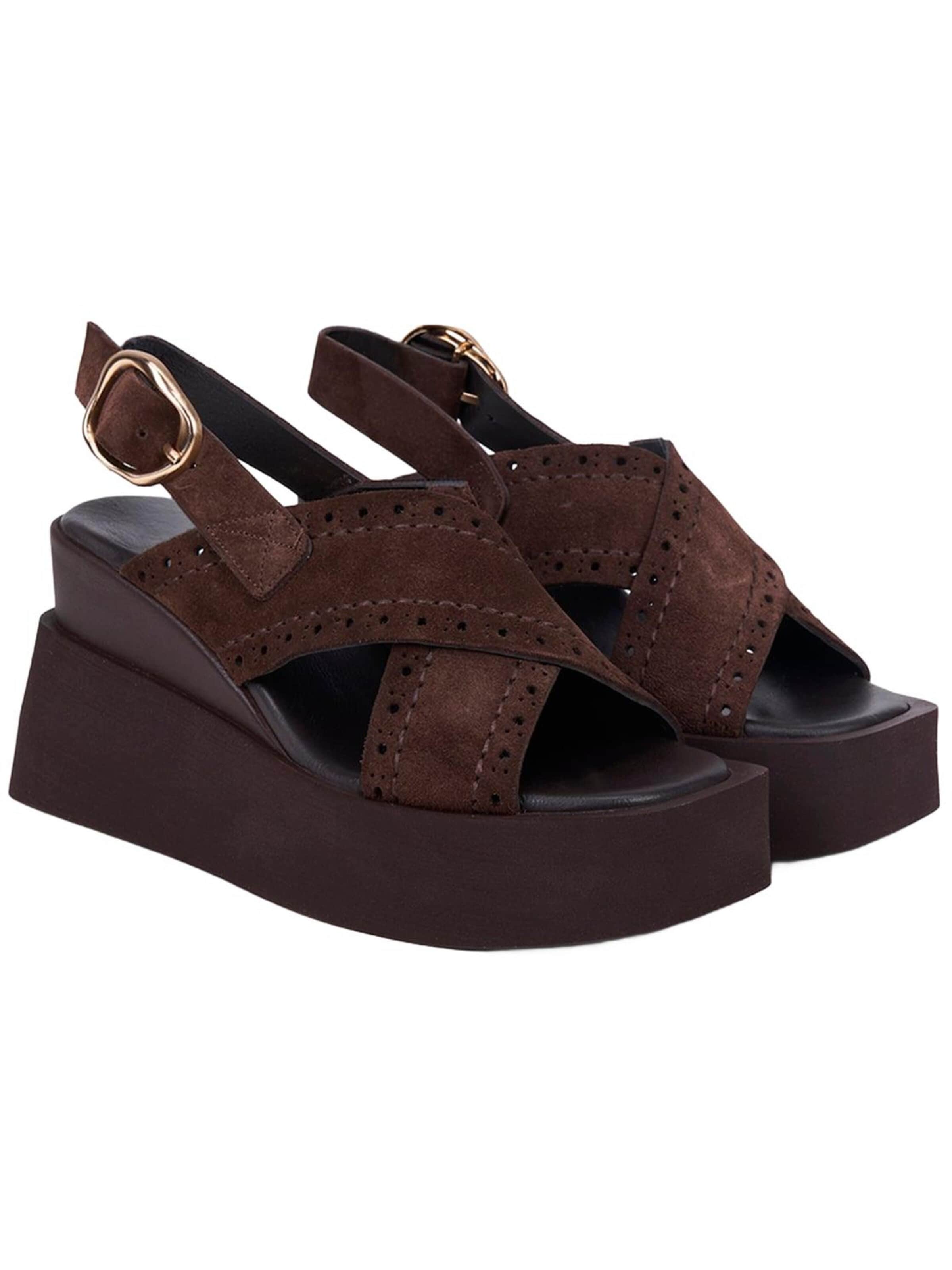 Sandales 'Keilsandalen' Desa en marron
