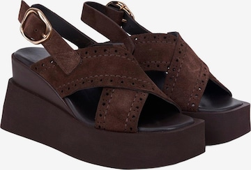 Sandales 'Keilsandalen' Desa en marron : devant