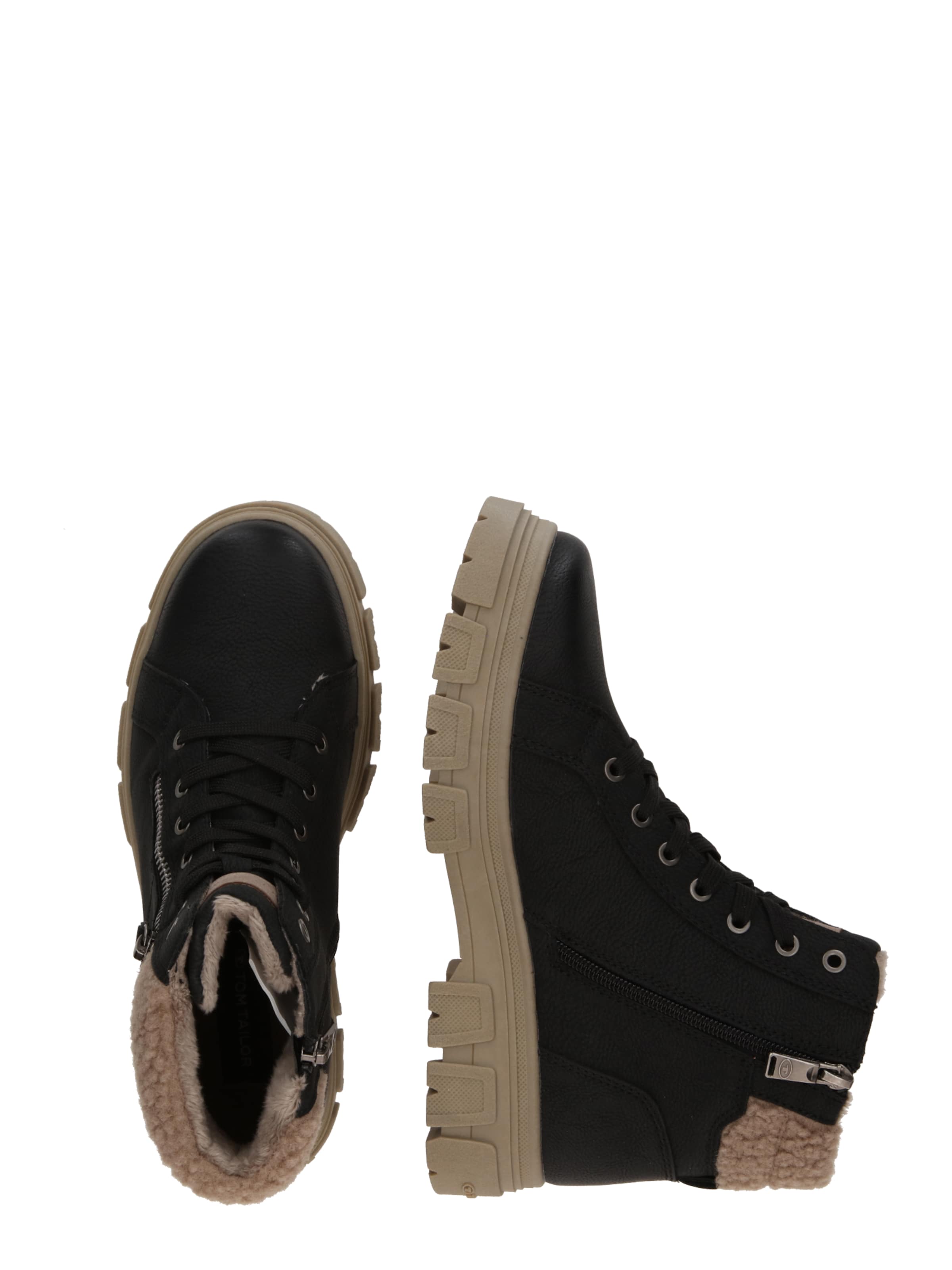 TOM TAILOR Lace-Up Ankle Boots in Black