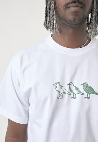 Cleptomanicx Shirt 'Classic Tee Scribble Gull' in Wit