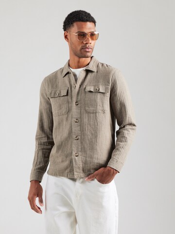Lindbergh Comfort fit Button Up Shirt in Beige: front