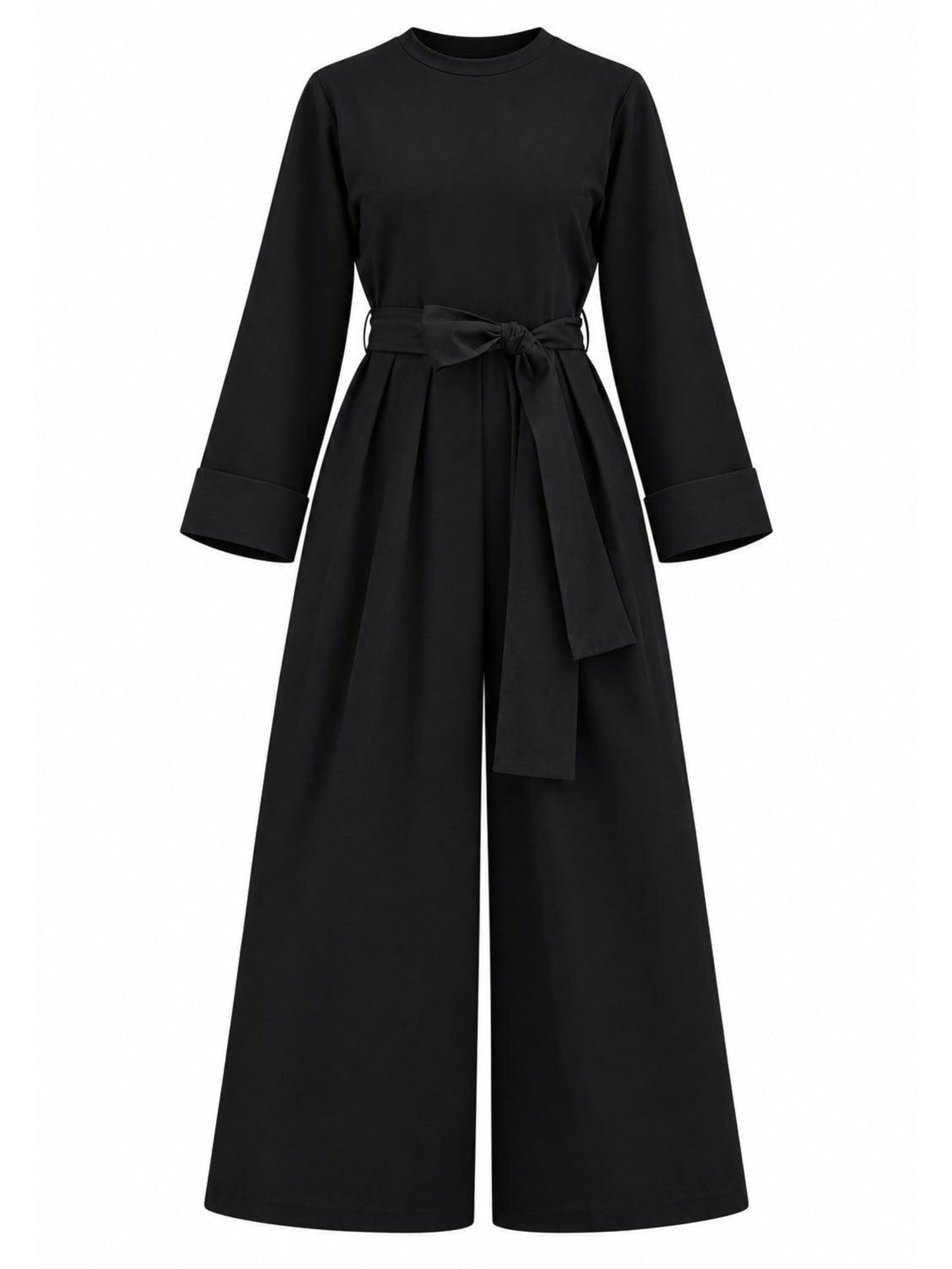 Touché Privé Jumpsuit 'Belted Overalls' in Zwart: voorkant