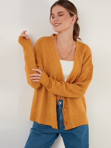 LELA Knit Cardigan in Orange: front