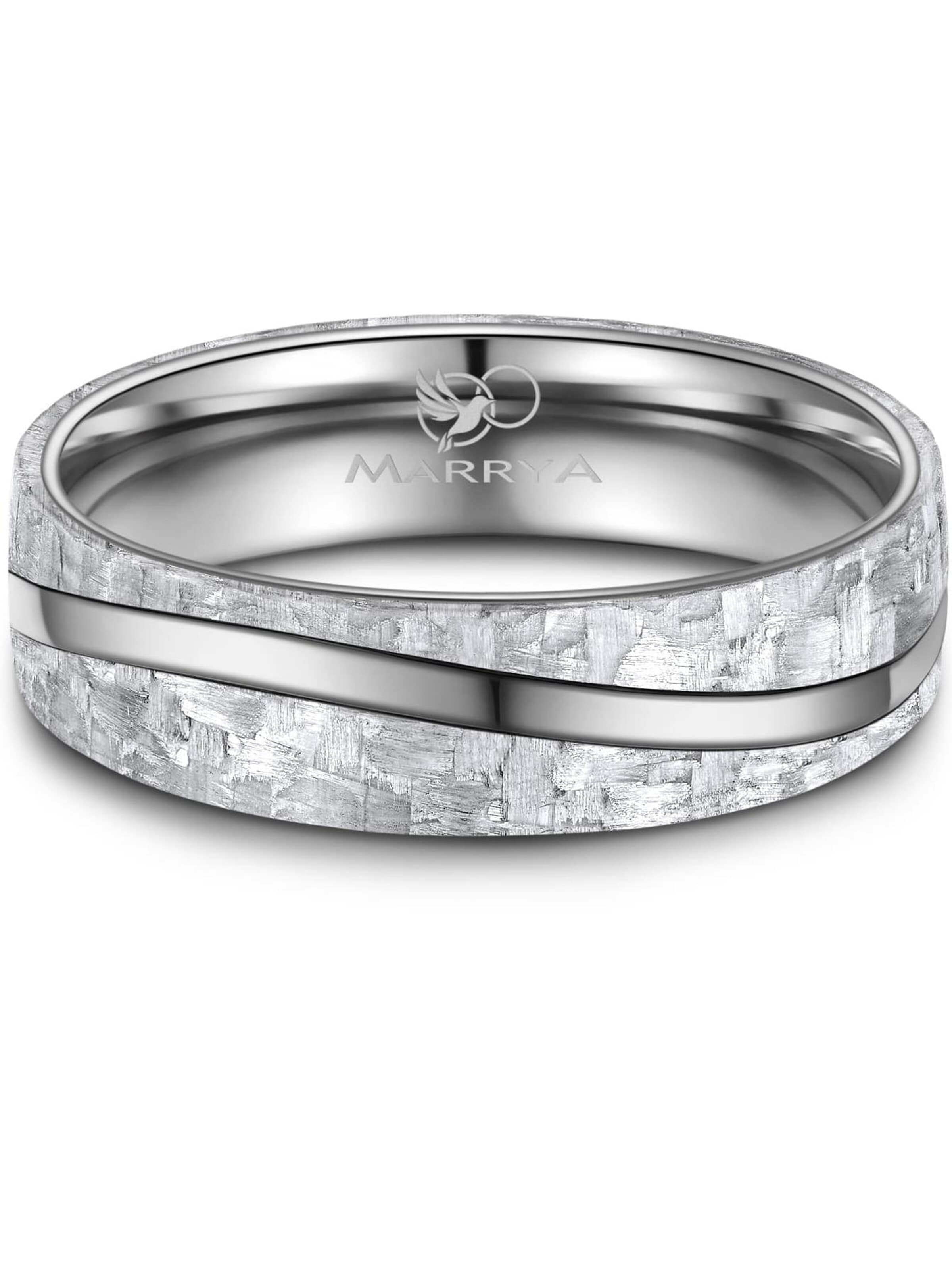 MARRYA - Anillo 'MARRYA CA-07 Ehering aus Carbon + Titan - Weiß' en gris