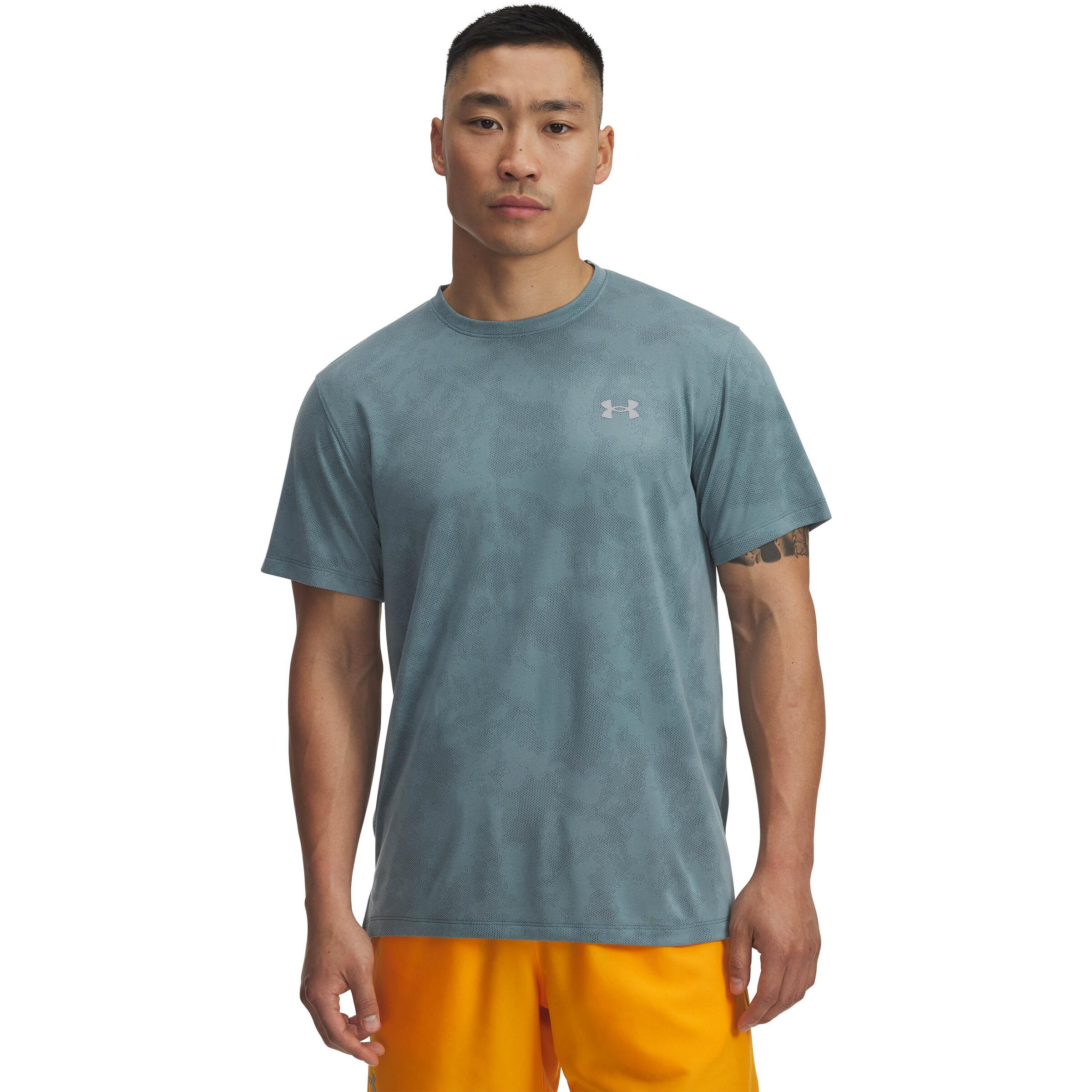 UNDER ARMOUR Performance shirt 'Launch Camo' in Green: front