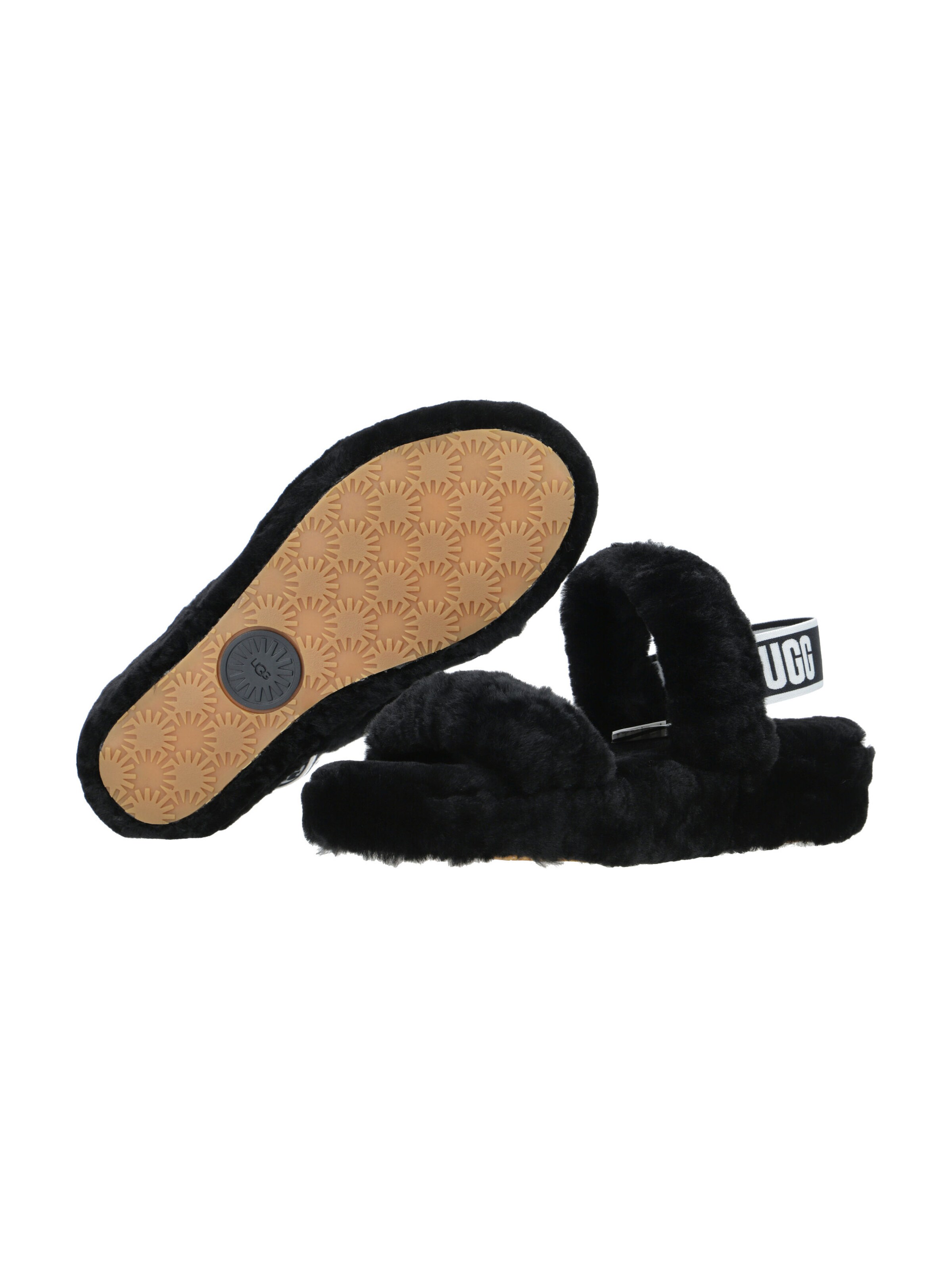 UGG Pantolette 'UGG Oh Yeah Hausschuhe schwarz Fell 1107953' in Schwarz