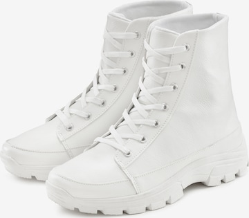 LASCANA Lace-Up Ankle Boots in White