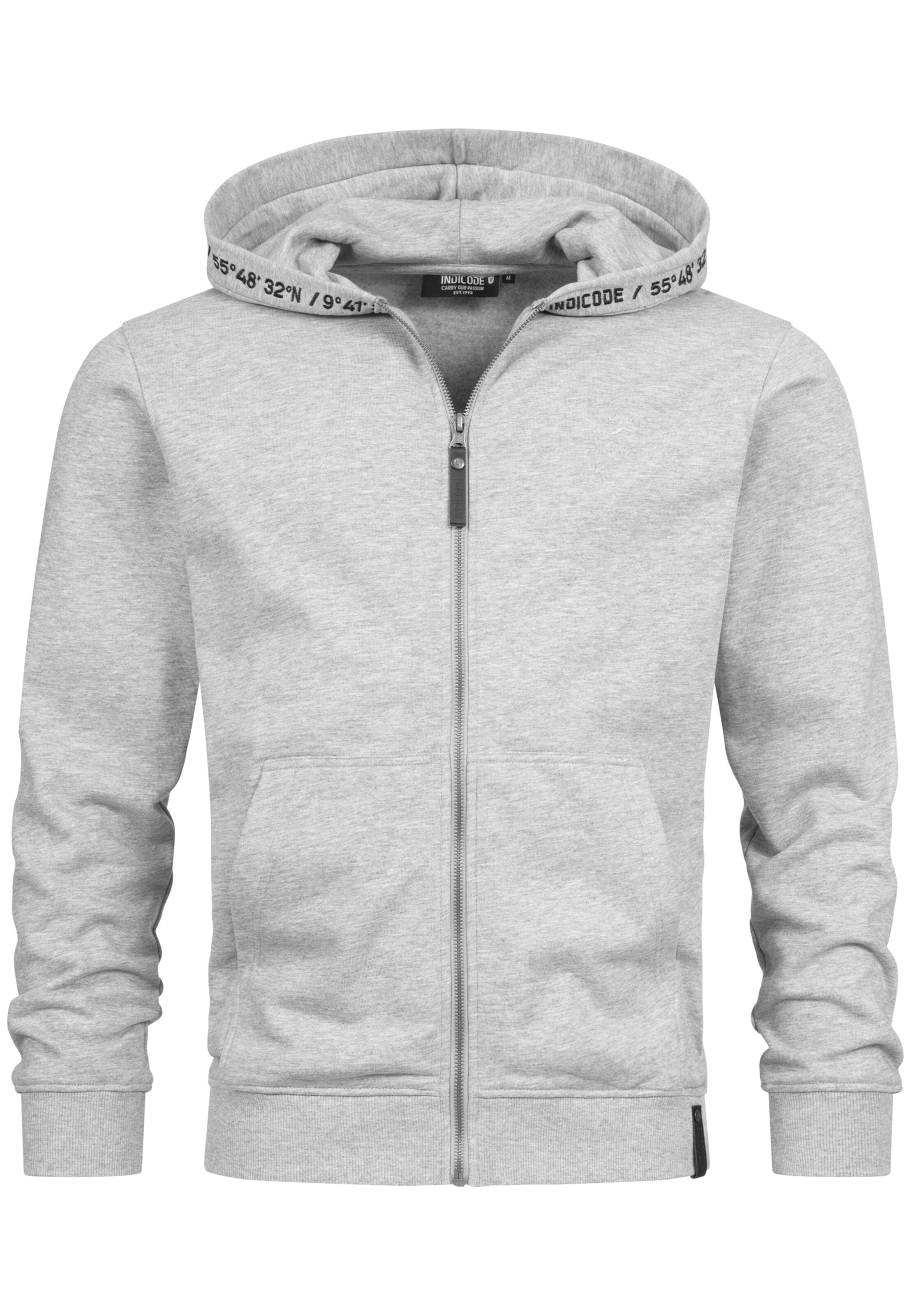 INDICODE JEANS Sweatjacke' Mobil ' in Grau: Vorderseite