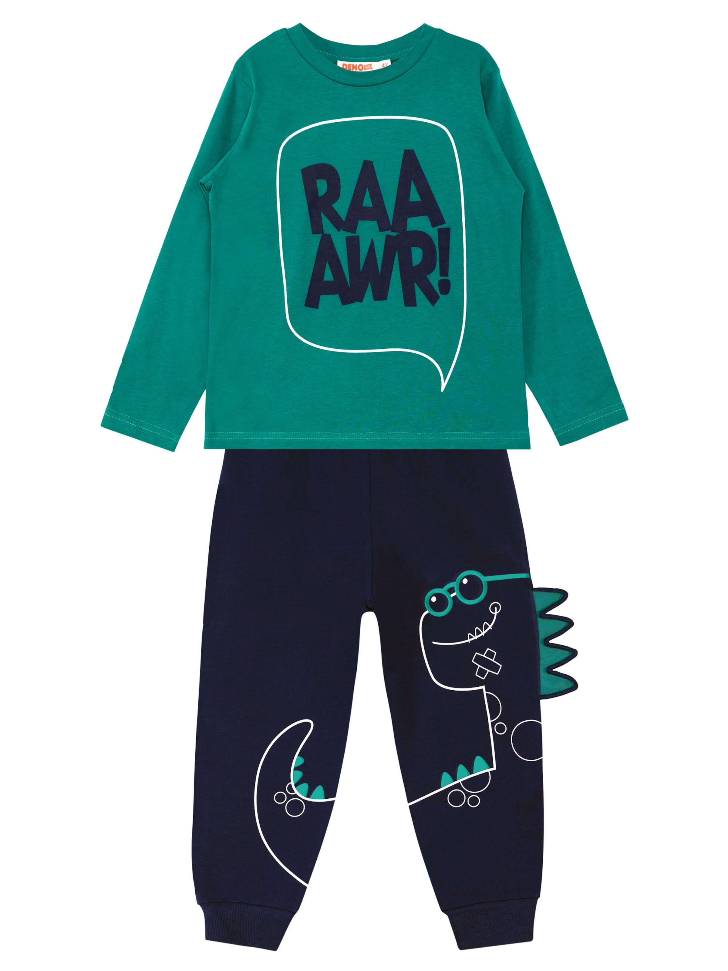 Completo per l'allenamento 'Dino Spikes' di Denokids in verde: frontale