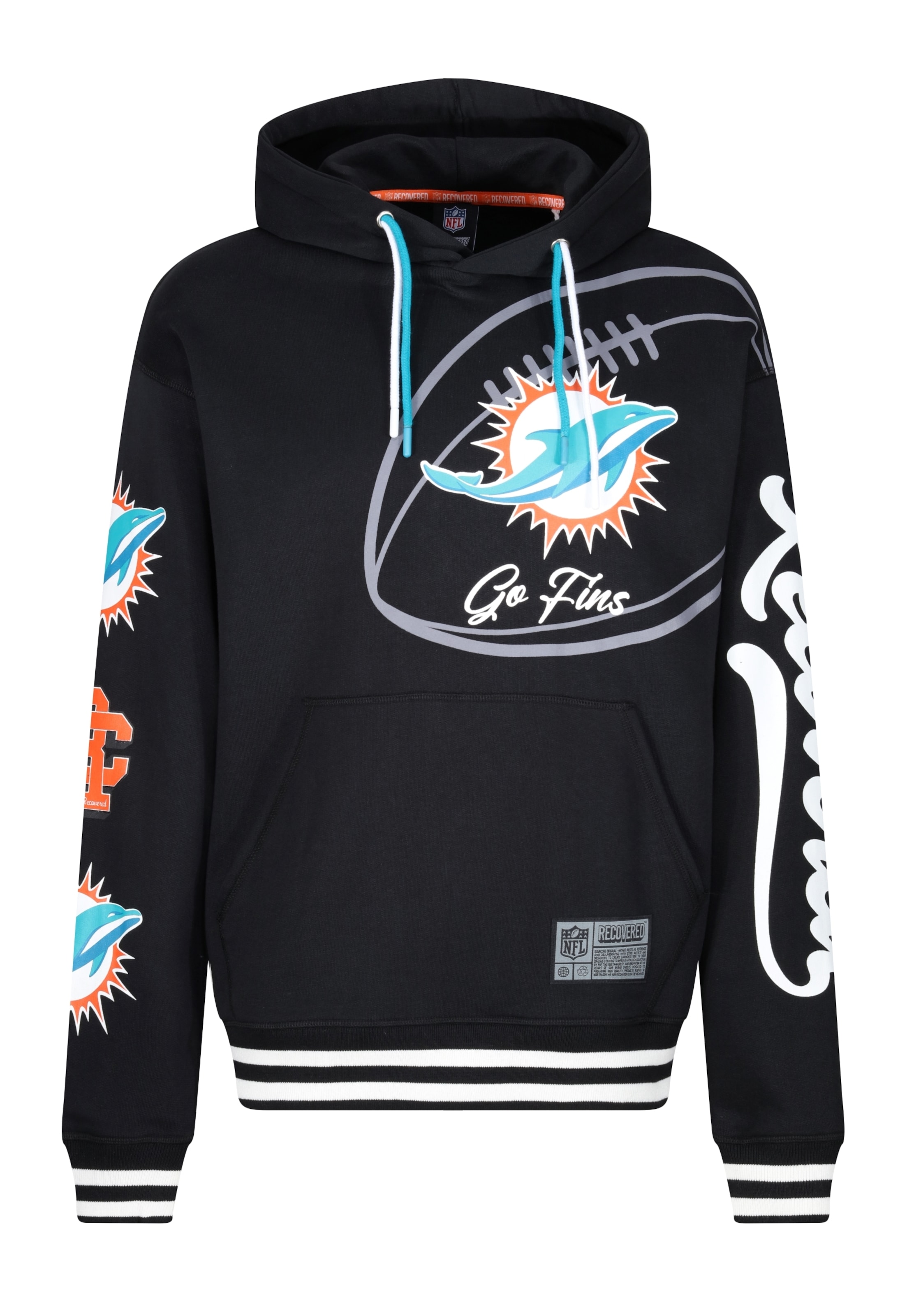 Recovered Sweater 'NFL Dolphins Go Fins' in Black: front