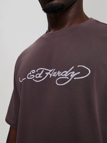 Ed Hardy - Camiseta en marrón: frente