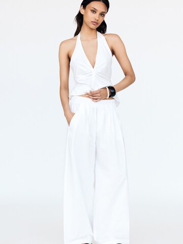 Wide Leg Pantalon Pull&Bear en blanc