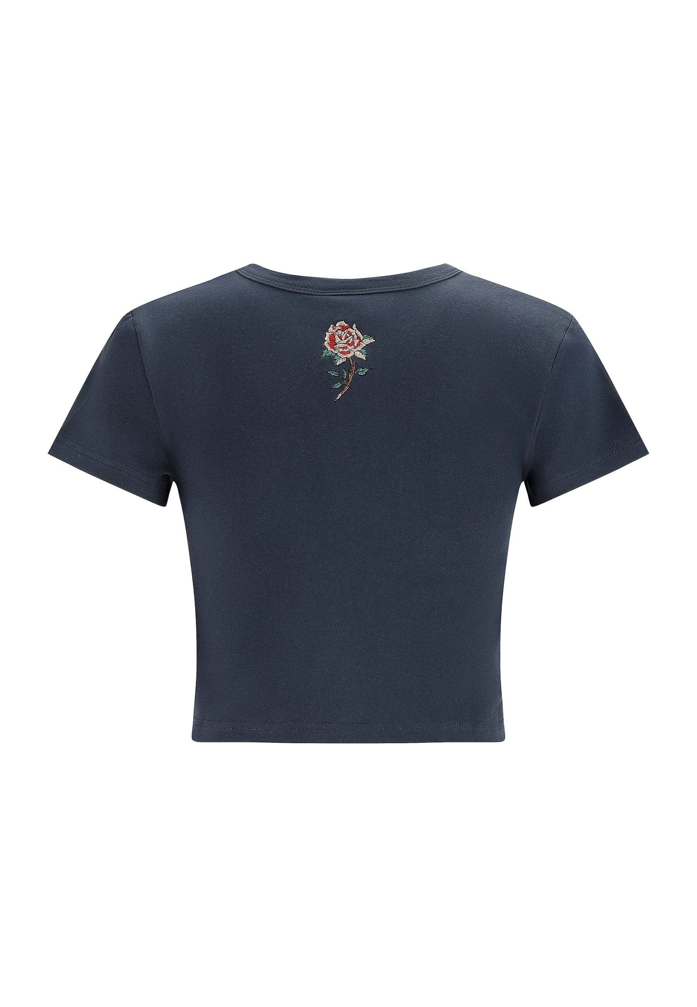 Ed Hardy Μπλουζάκι 'Totenkopf Kletterrose' σε γκρι