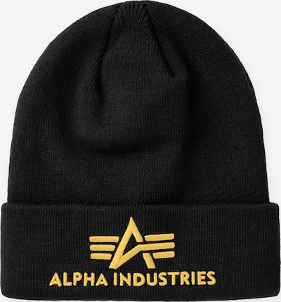 Megzta kepurė iš ALPHA INDUSTRIES, spalva – geltona / juoda, Prekių apžvalga