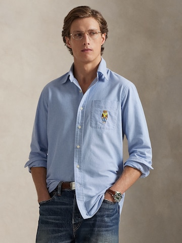 mėlyna Polo Ralph Lauren Priglundantis modelis Marškiniai 'CLASSIC': priekis
