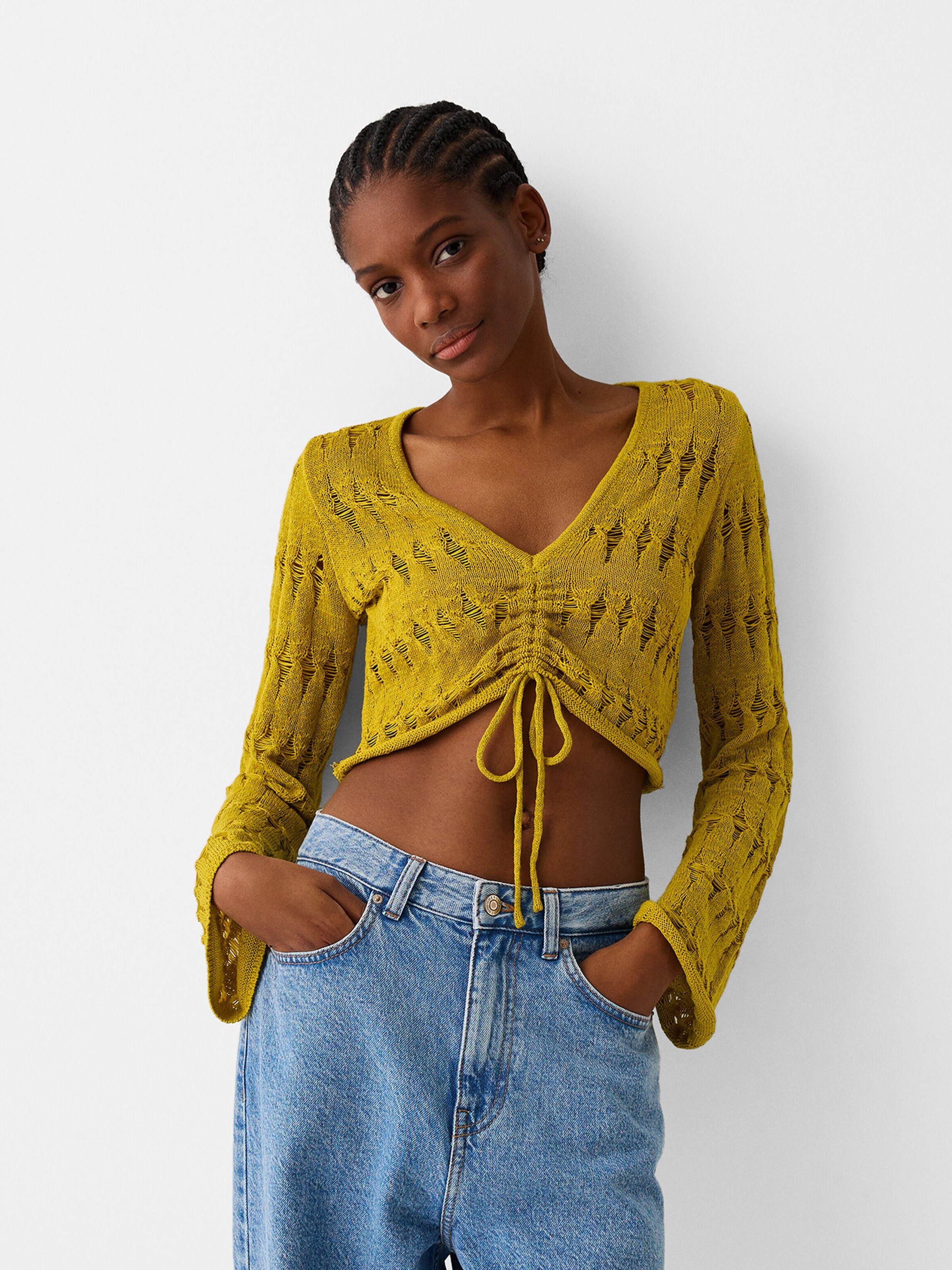 Pull jaune bershka hotsell