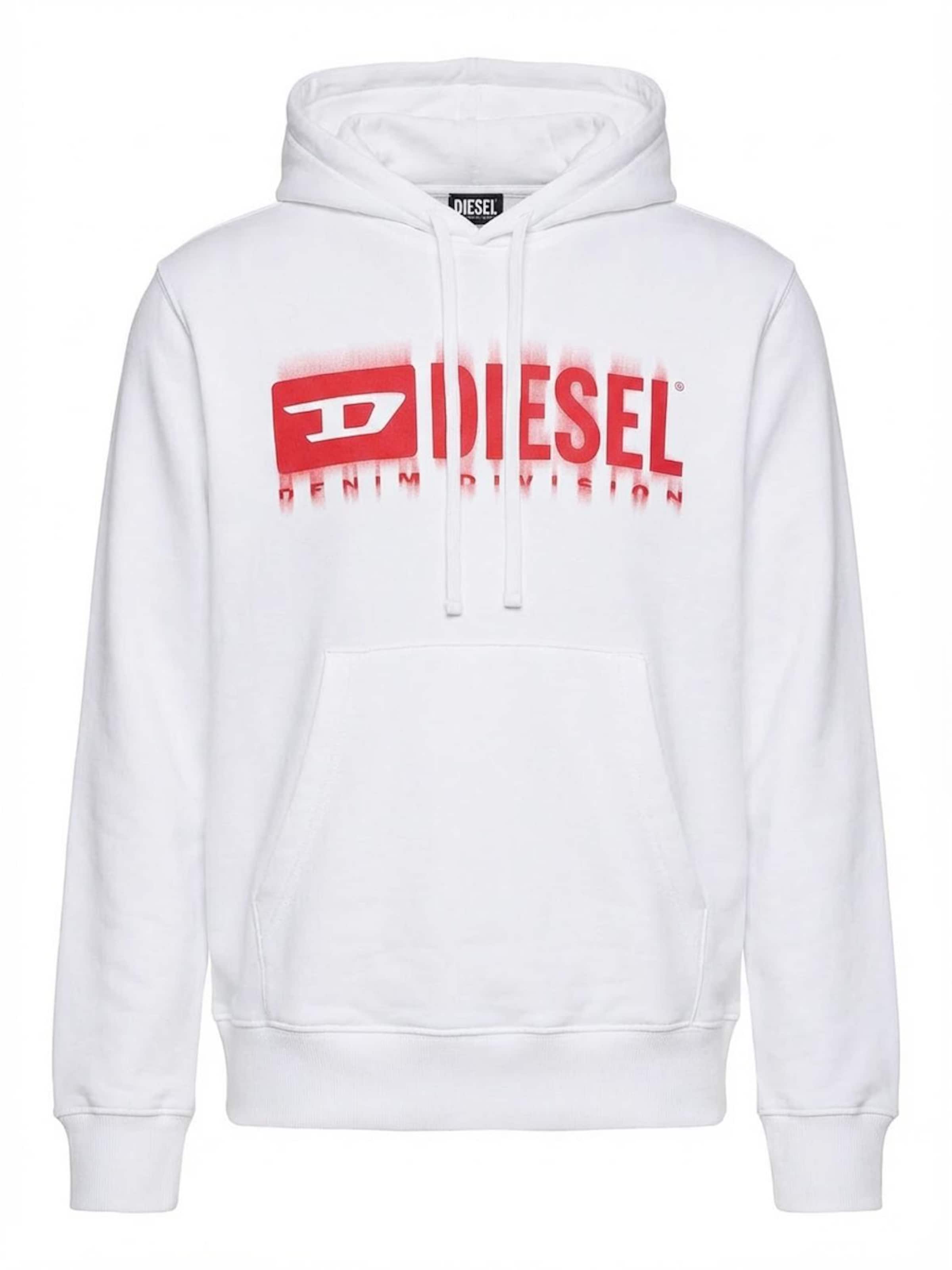 DIESEL Sweatshirt 'S-GINN-HOOD-L5' in Wit: voorkant