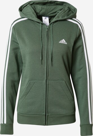 Giacca di felpa sportiva 'Essentials Fleece 3-Stripes' di ADIDAS SPORTSWEAR in verde: frontale