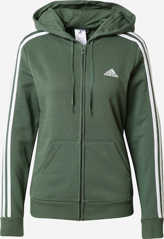 ADIDAS SPORTSWEAR Sports sweat jacket 'Essentials Fleece 3-Stripes' in Green: front