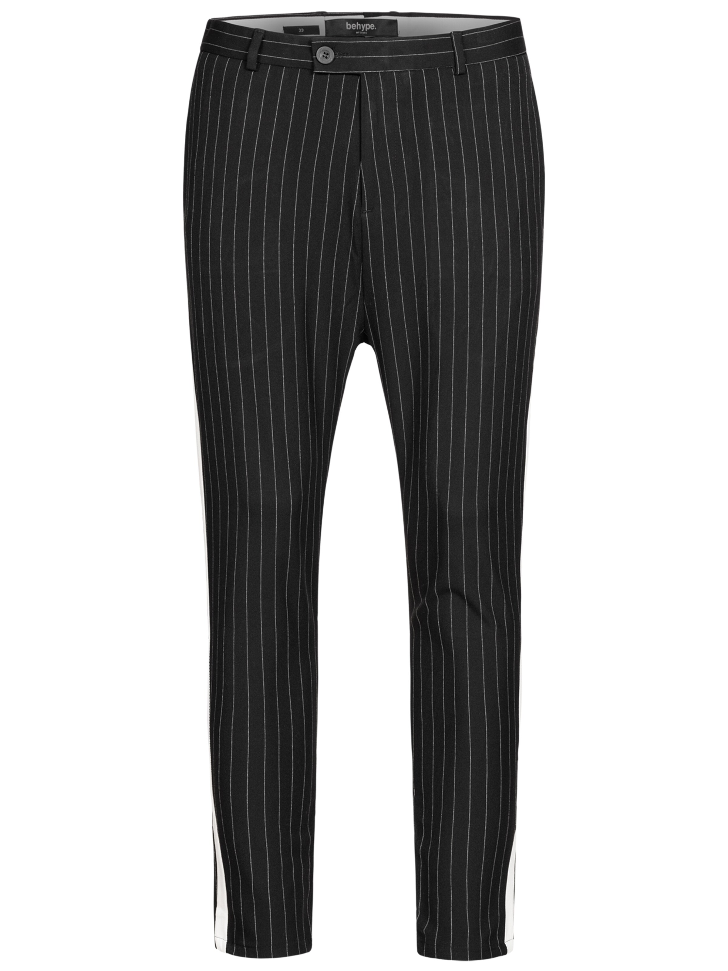 behype Tapered Chino Pants 'Madrid' in Black: front