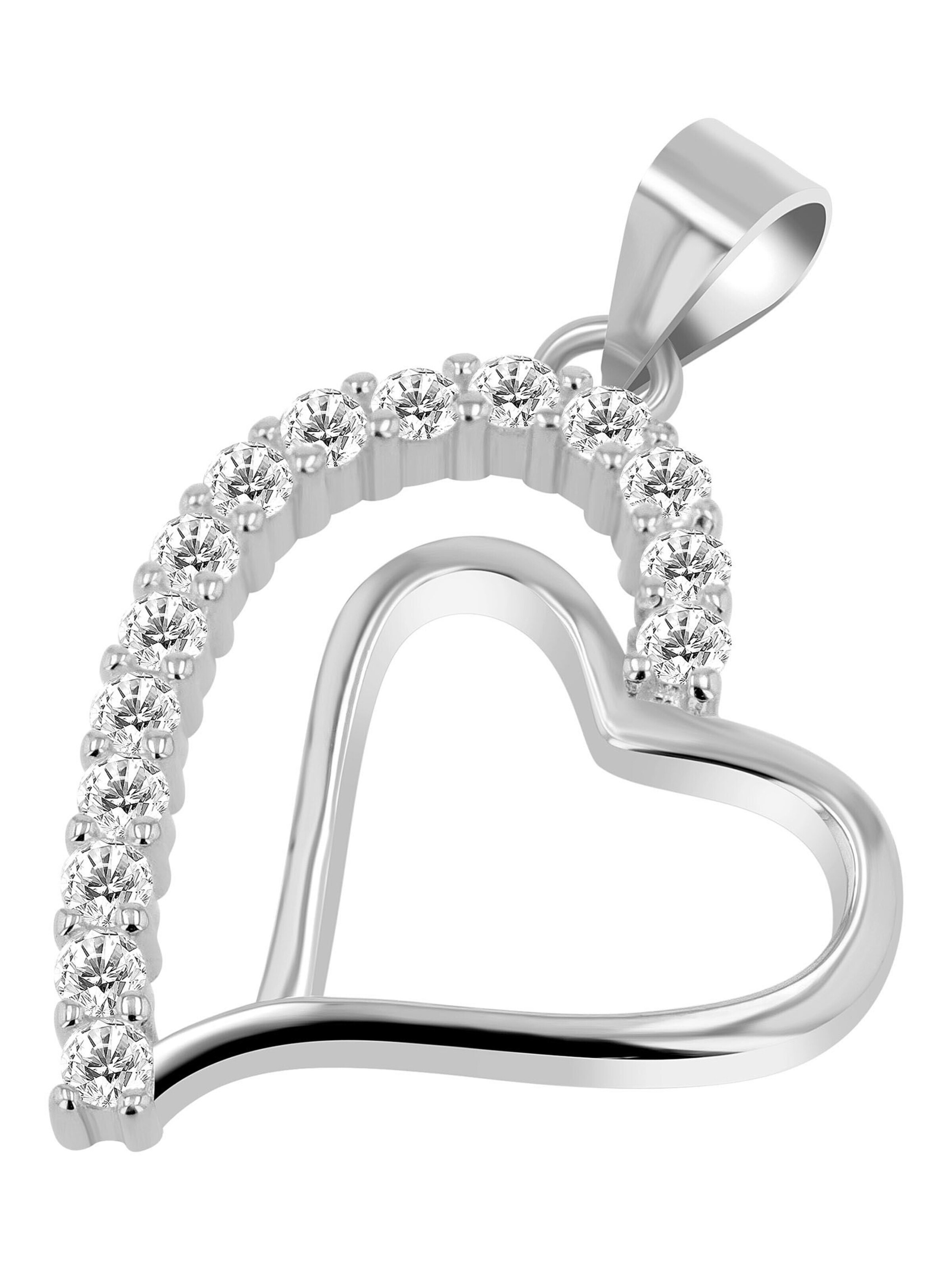 Akzent Pendant '"Poppy" aus 925 Sterlingsilber, rhodiniert, langlebig' in Silver: front