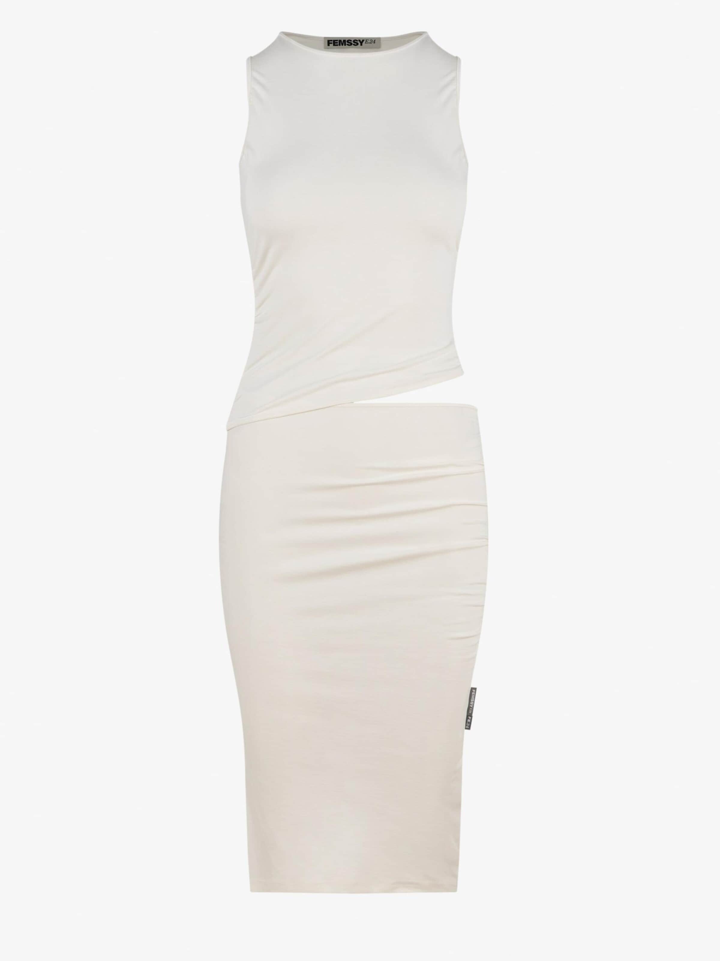 FEMSSY Šaty 'TALIA DRESS BROWN' – bílá: přední strana