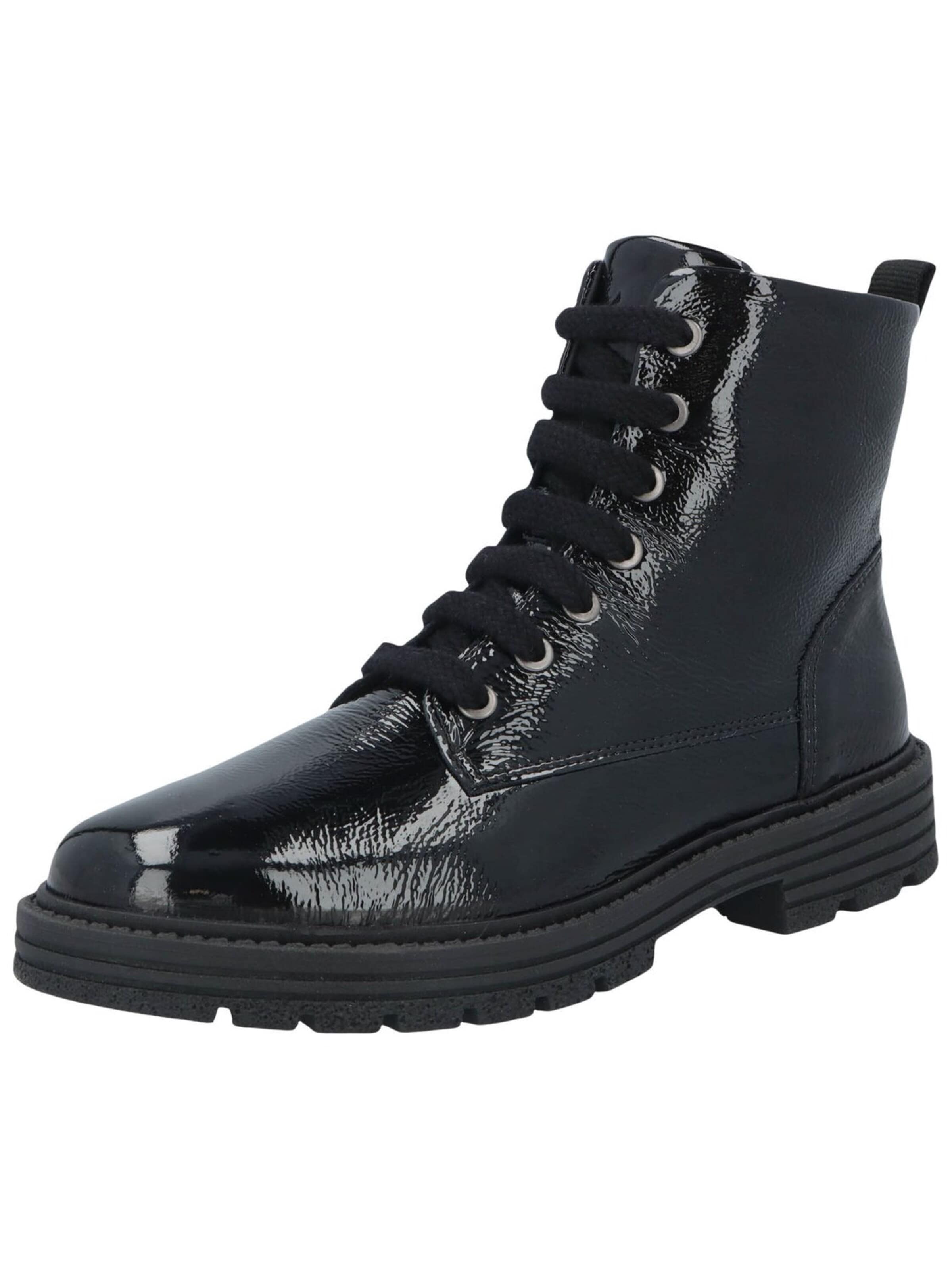 SOLIDUS Laarzen 'Stiefeletten/Boot Damen 63109 00691 Lackleder in schwarz' in Zwart: voorkant