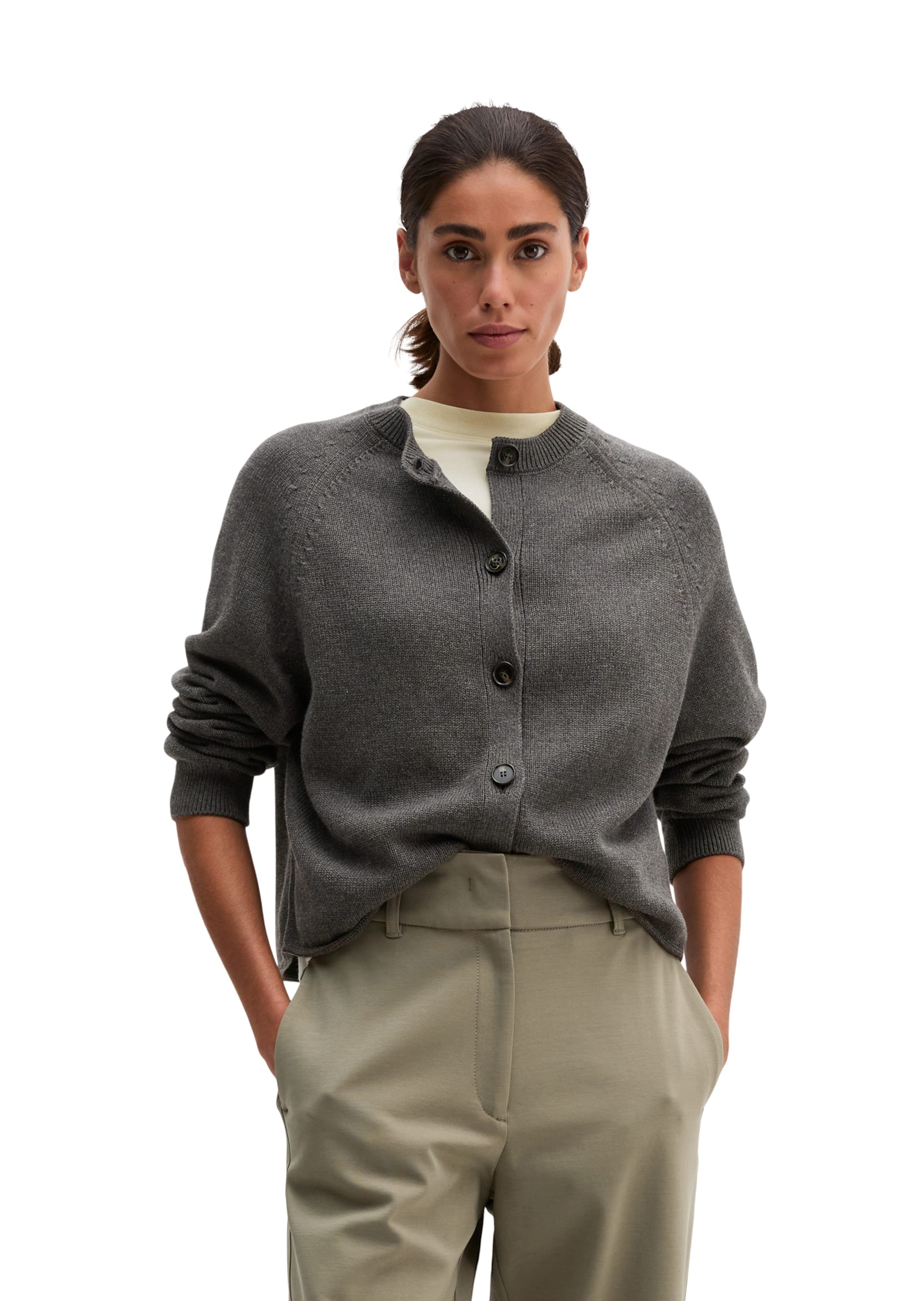 Marc O'Polo Strickjacke in Grau: Vorderseite