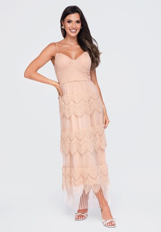 Ombre Avondjurk 'LA-OM-DLR425' in Beige: voorkant