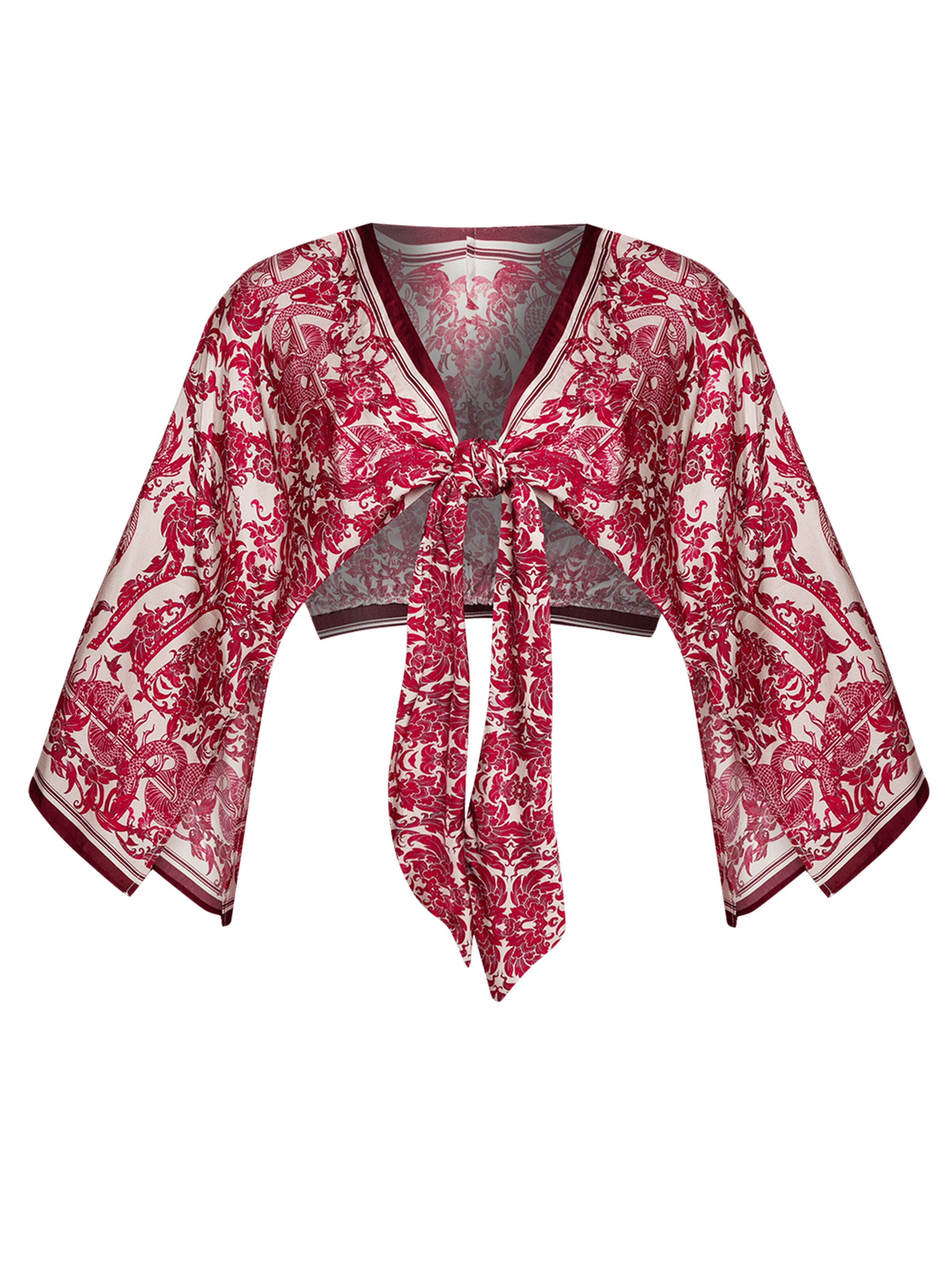 JIORO Kimono 'ASIA BORDEAUX' in Red: front