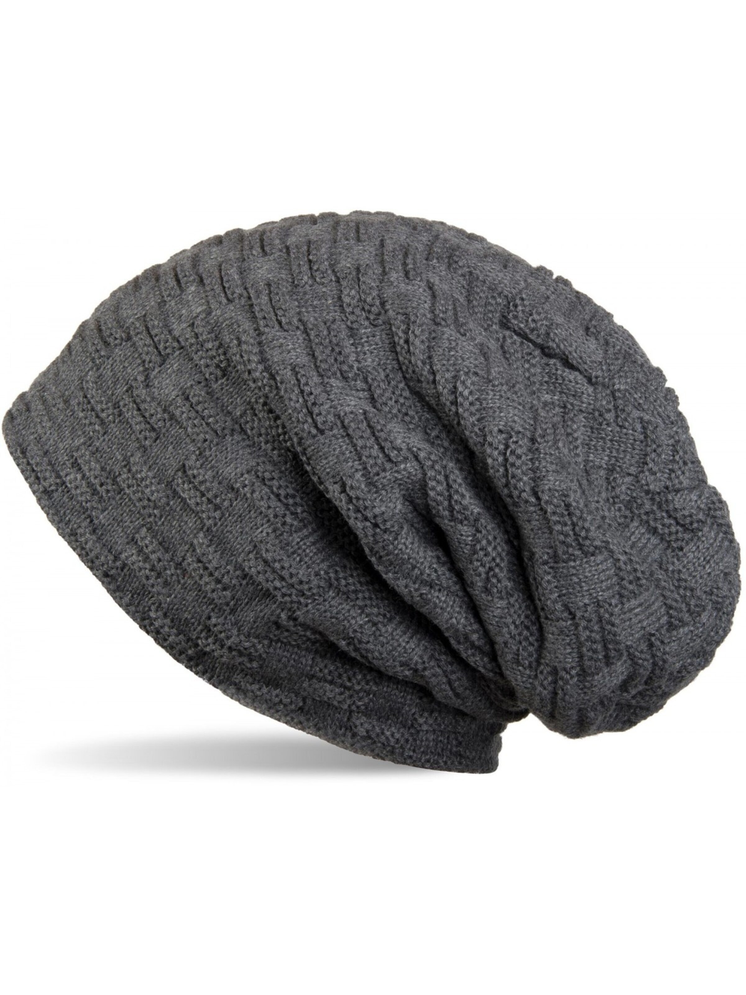 styleBREAKER Mütze 'Feinstrick Beanie mit Flecht Muster und Teddyfleece'‌ in Grau: Vorderseite