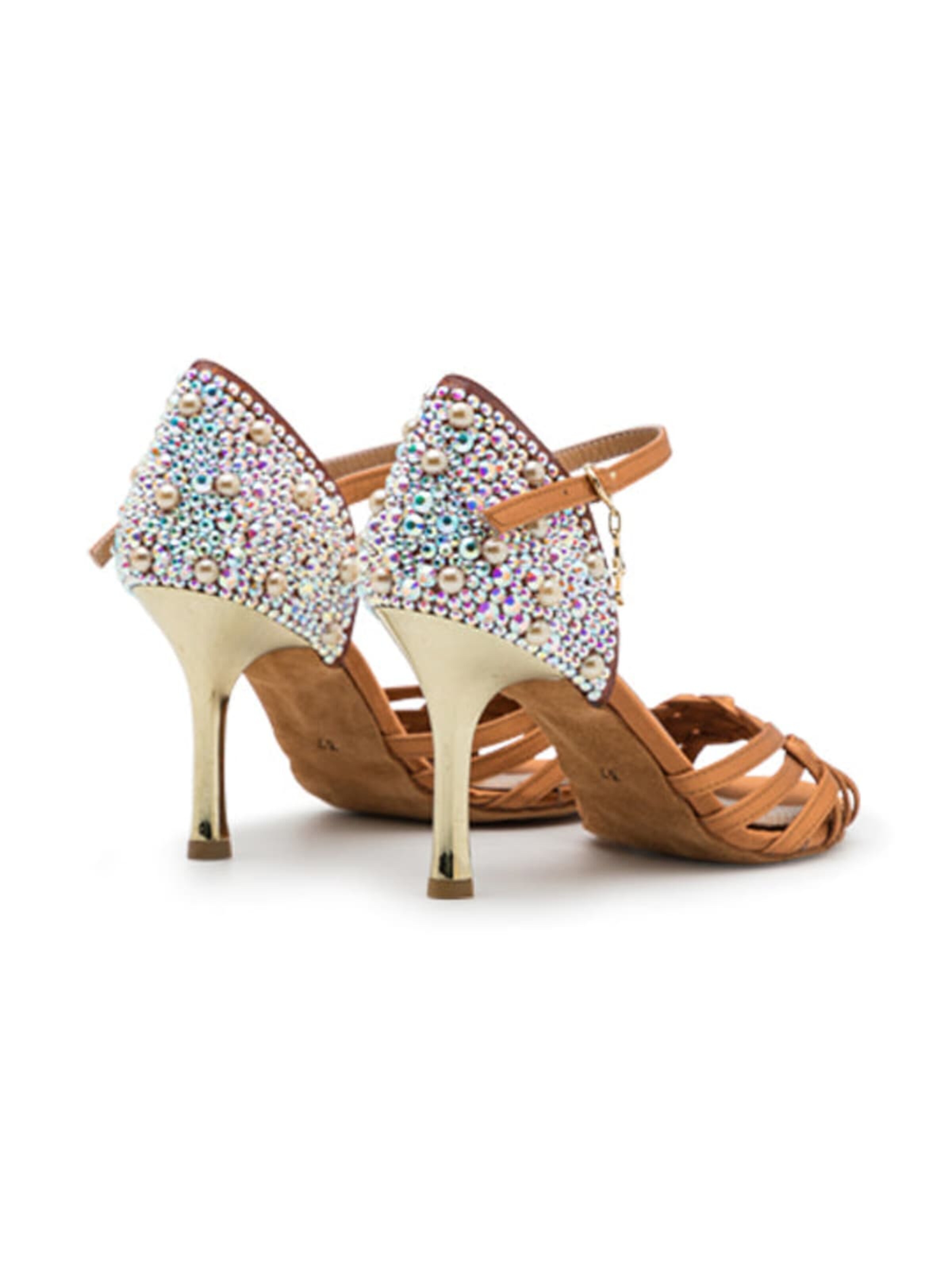 Dancing Queens Pumps 'Dancing Queens - Sparkle Accent Tanzschuhe Satin - Absatz 7.0 cm flare' in Brown: front