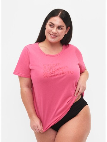 Zizzi Shirt 'MCATHRINGE' in Pink: predná strana