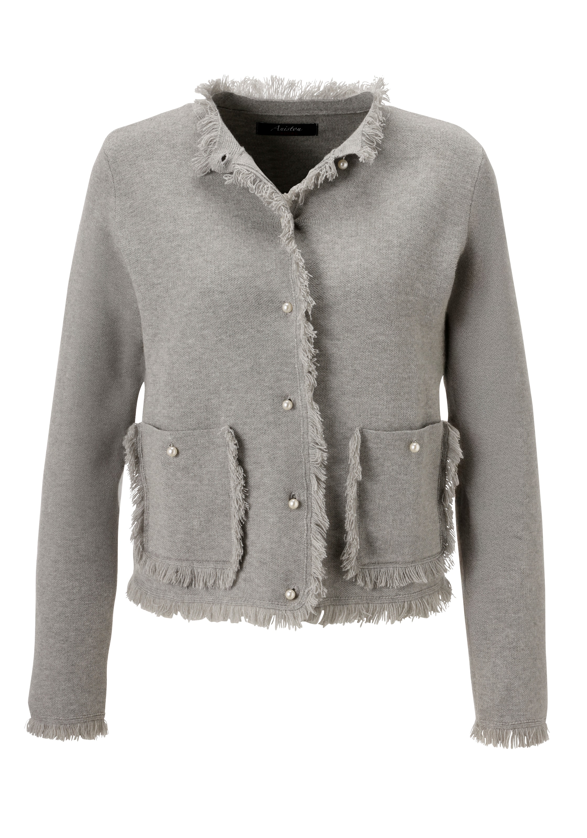 Aniston CASUAL Strickjacke in Grau: Vorderseite