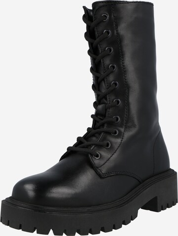 PS Poelman Lace-Up Ankle Boots in Black: front